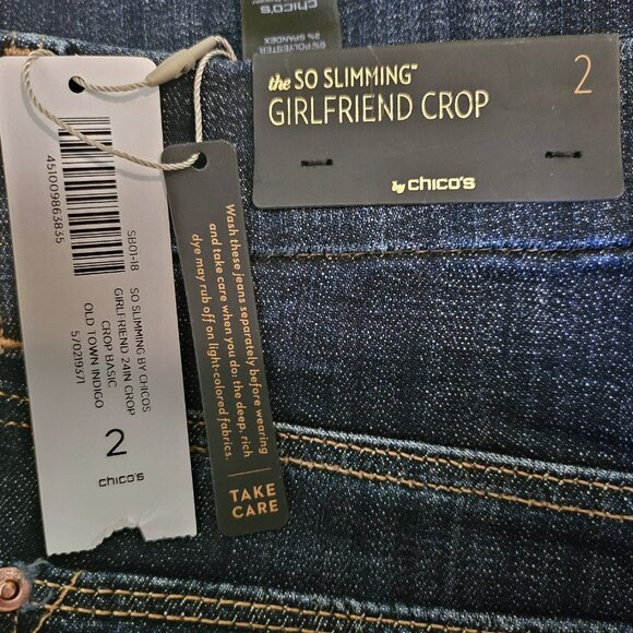 NWT CHICO'S Blue So Slimming Girlfriend Cropped Ankle Jeans Size 2 (12/14 L) - Picture 8 of 11